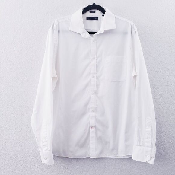Tommy Hilfiger White Slim Fit Button Down Short Size 16 1/2 - Picture 2 of 11